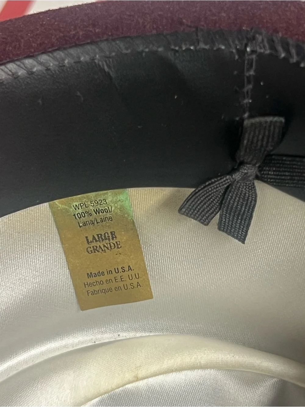 Burgundy Woolfelt Pork Pie Hat with Feather Trim